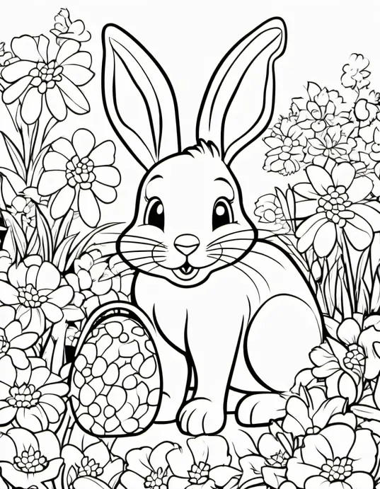 Hop into Spring: Easter Bunny Garden Coloring Page