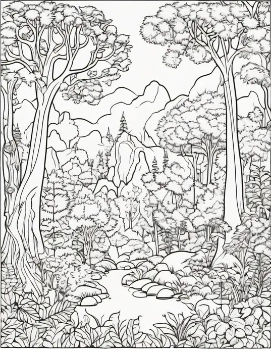Enchanting Forest Fairy Coloring Scene