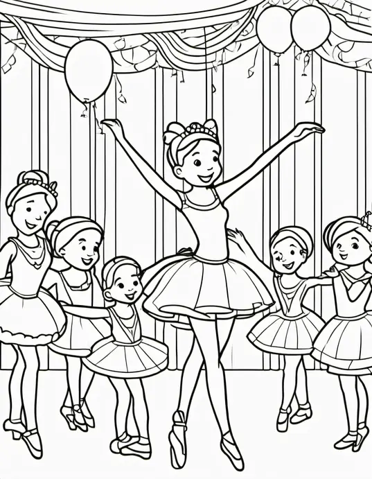 Colorful Ballerina Party Scene for Kids