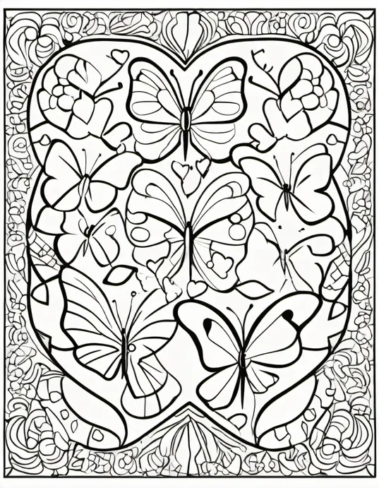 Color and Cuddle Lovely Heart Butterflies
