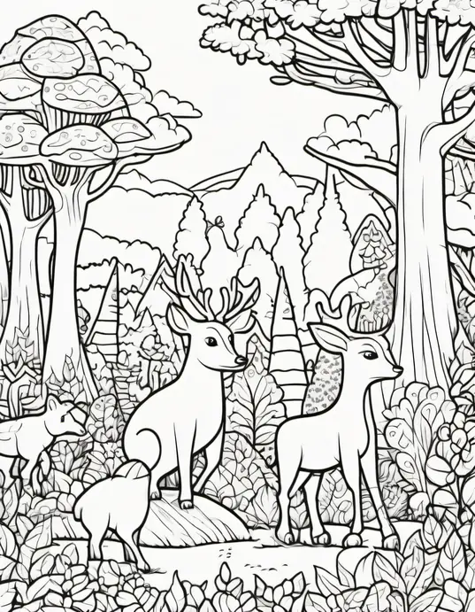 Colorful Forest Creatures Tree Scene for Kids