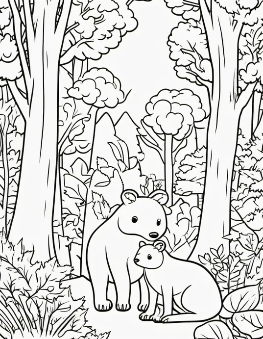 Autumn Forest Animals Coloring Page