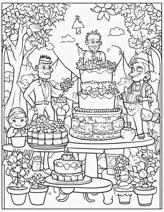 Coloring Cute Frankenstein's Garden Party