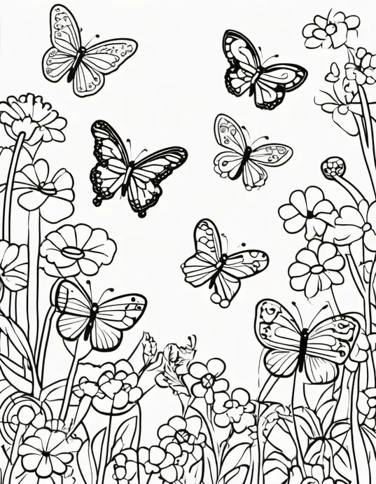 Sunny Day Butterfly Coloring Page