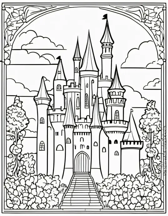Enchanting Castle Coloring Page for Princess Playtime