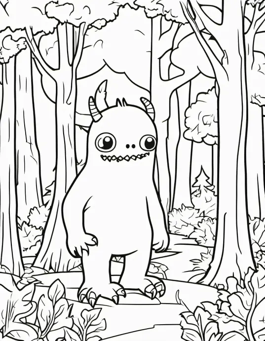 Spooky Forest Creature Coloring Page
