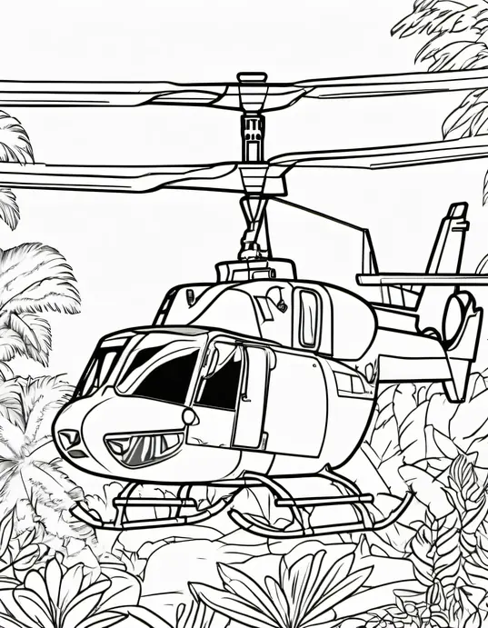 Color and Discover Jungle Helicopter Rescue Scene