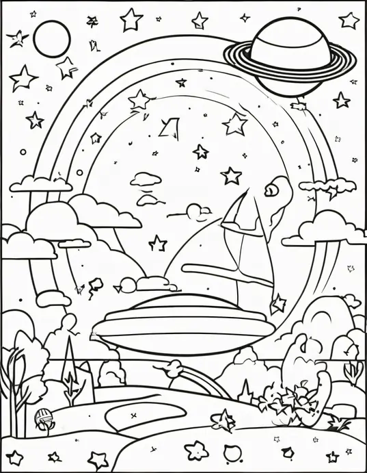 Colorful Night Sky Star Scene for Kids