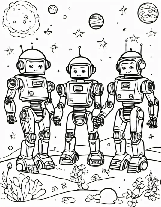 Colouring Space Robots Playtime Adventure