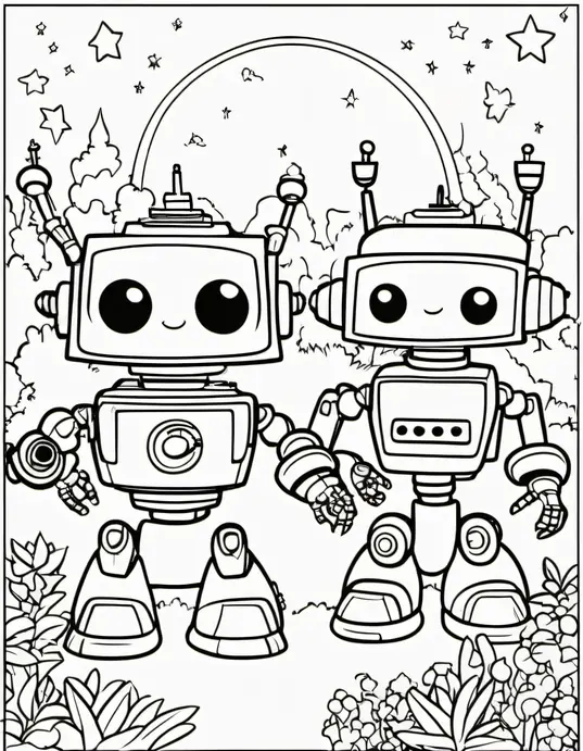 Color and Explore: Space Robot Garden Party