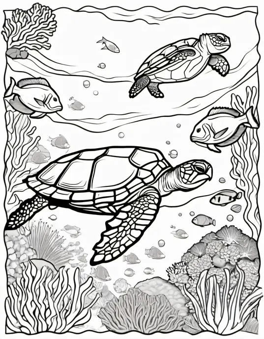 Colorful Underwater Turtle Reef Scene for Kids