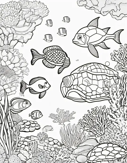 Underwater Coral Reef Coloring Page for Kids