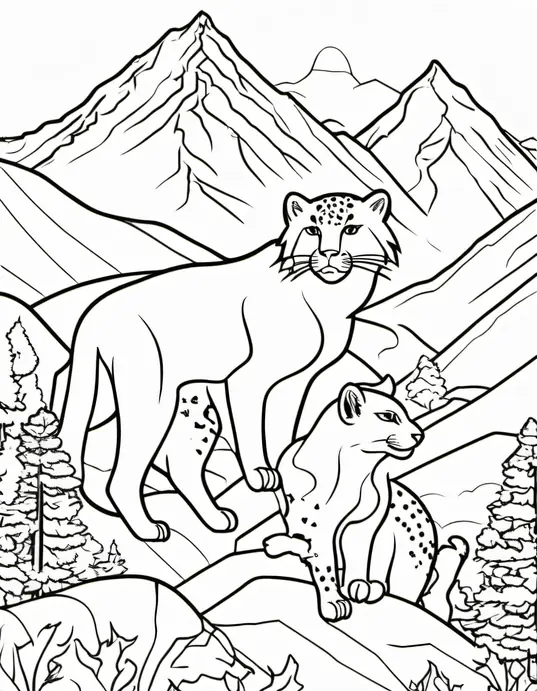 Colorful Alpine Animals Mountain Scene