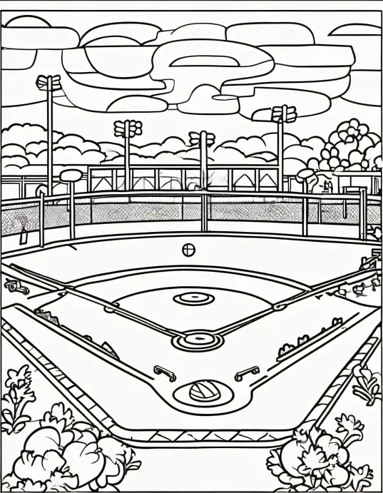 Colorful Baseball Players at the Playground Sunset