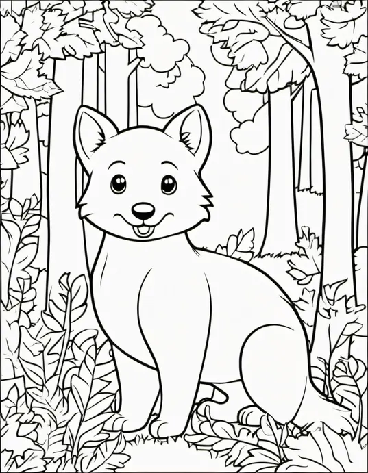 Autumn Forest Animals Coloring Page