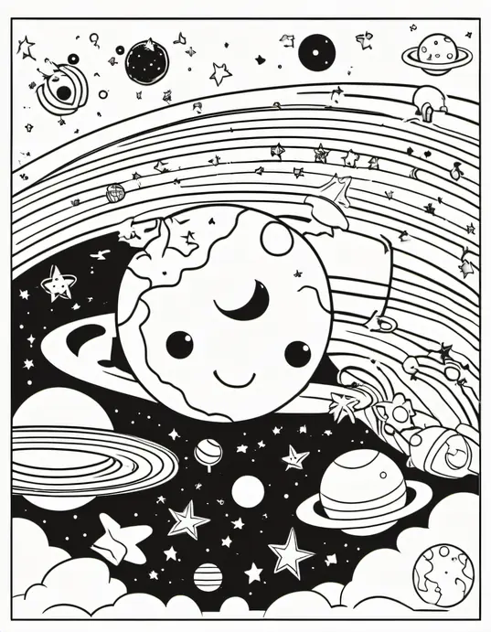 Color Stars in Galaxy Playground Scene