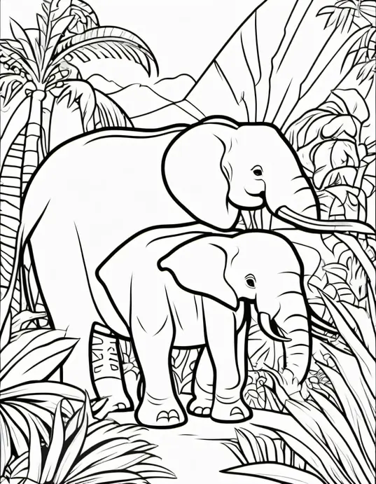 Exotic Jungle Animals Coloring Page