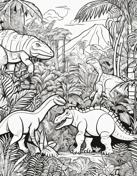 Dino Rainforest Coloring Adventure