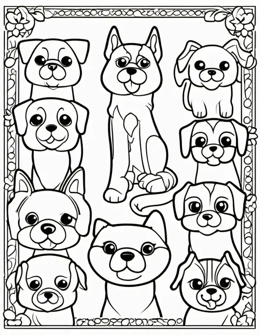 Pawsome Puppy Coloring Page: Cute Cartoon Dogs to Color In!