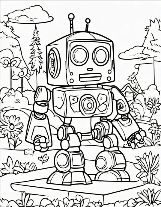 Color and Create: Sunny Robot Playground