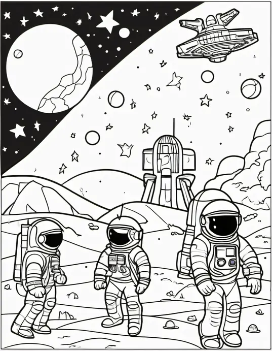 Color and Explore: Moonbase Playtime with Spacesuit Friends