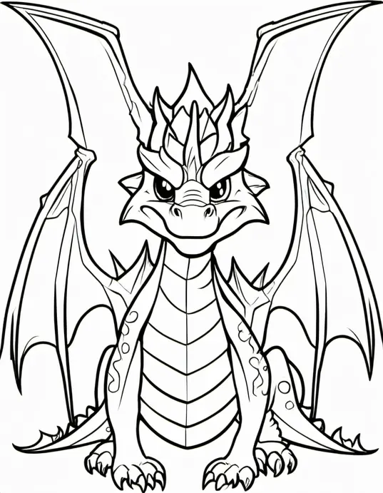 Anime-Styled Dragon Coloring Page for Kids