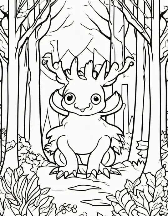 Spooky Forest Creature Coloring Page