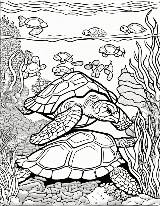 Color and Explore: Underwater Turtle Garden