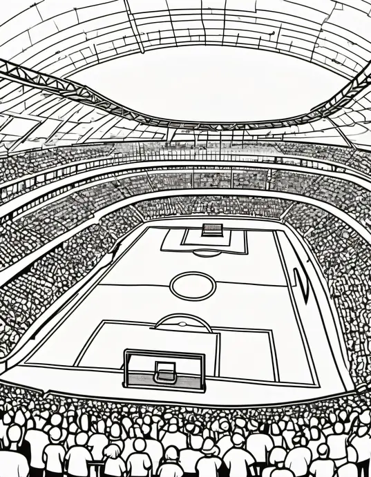 Color & Play: Soccer Players in a Sunny Stadium
