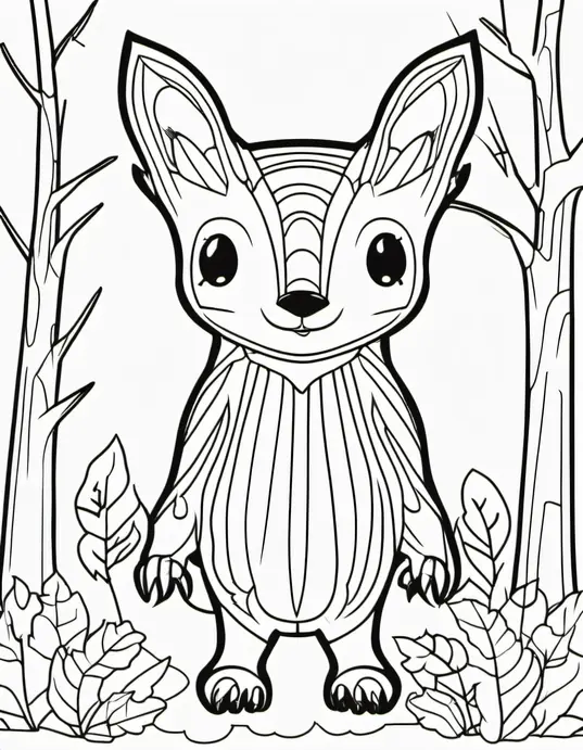 Spooky Forest Creature Coloring Scene