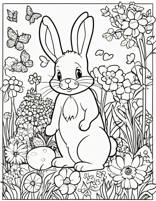 Easter Bunny's Garden Coloring Page