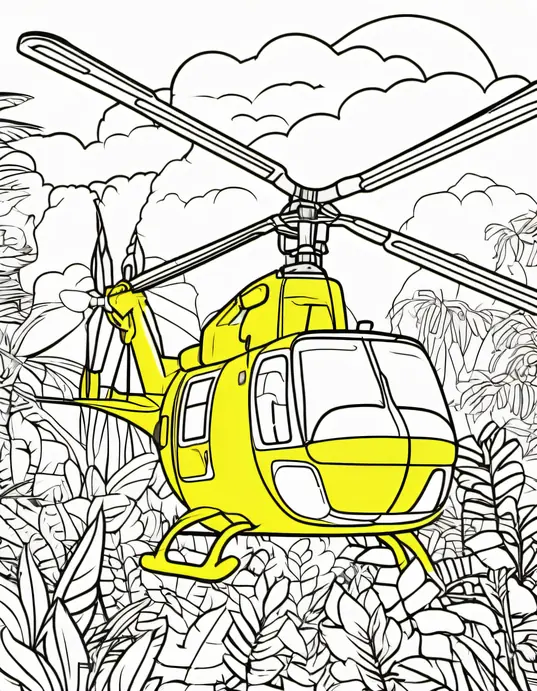 Color and Explore: Jungle Helicopter Rescue Adventure