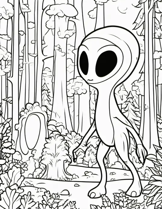 Extraterrestrial Forest Coloring Adventure