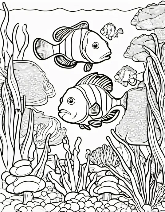 Underwater Clownfish Coloring Adventure