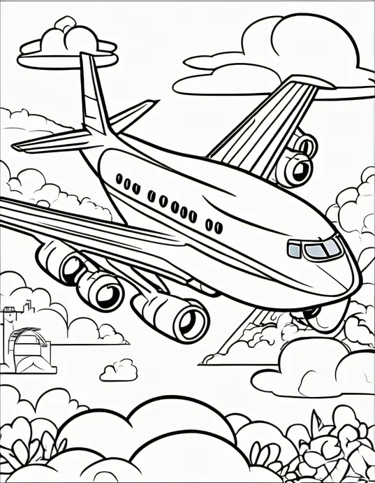 Color in a Joyful Jetliner Playground Scene