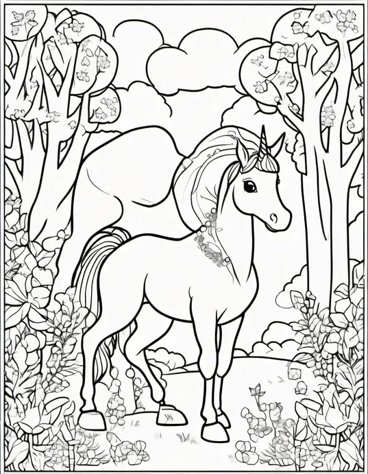 Enchanted Forest Coloring Page for Magical Creatures