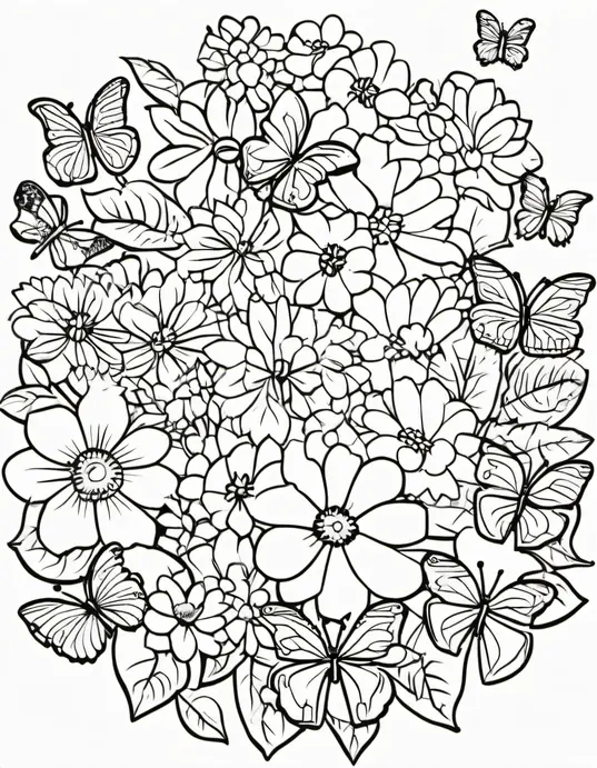 Butterfly Garden Coloring Patterns for Kids
