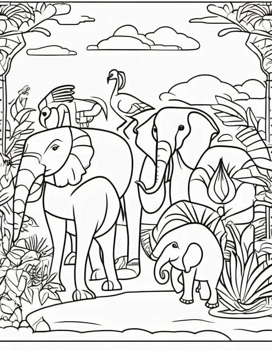 Exotic Animal Ballet Coloring Page