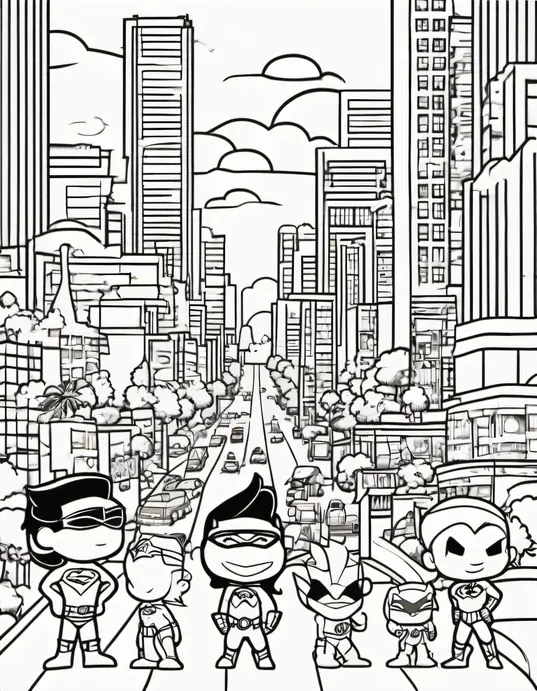 Color Superheroes Saving Sunset City