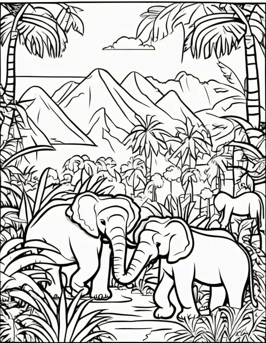 Colourful Jungle Safari Animals Scene for Kids