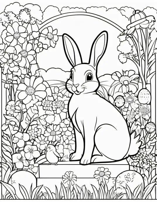 Easter Bunny's Garden Coloring Page