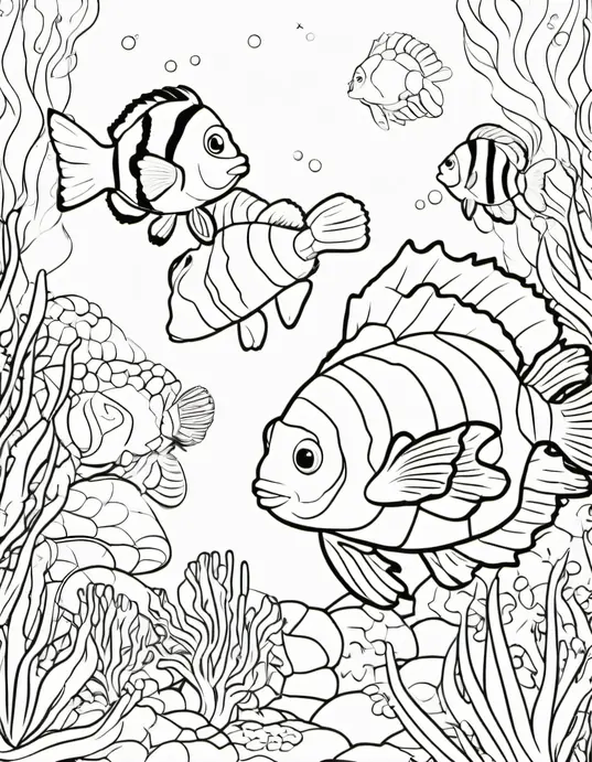 Pixel Art: Underwater Sea Creatures Coloring Page