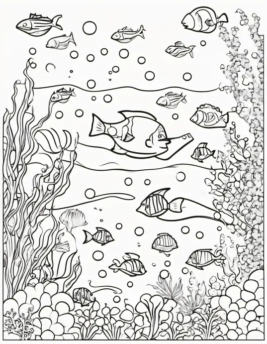 Pixel Art Coloring Page: Underwater Sea Creatures Adventure