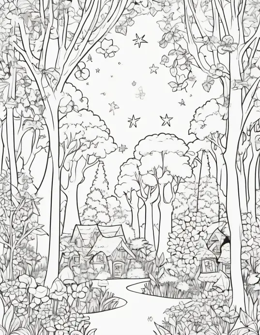 Enchanting Forest Fairy Coloring Scene
