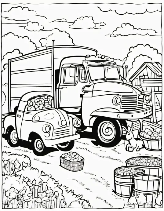 Big Truck Coloring Page: Farmyard Delivery Fun