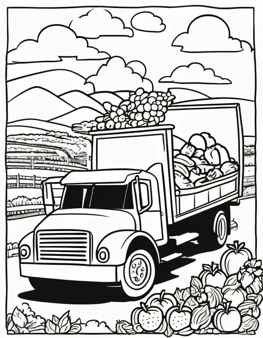 Color and Play: Farm Truck Adventure Scene