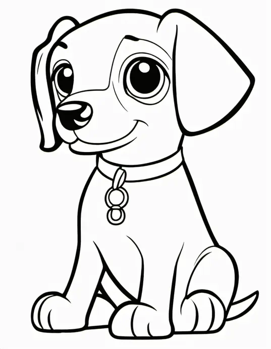 Pawsome Puppy Coloring Page: Cute Cartoon Pup to Color In