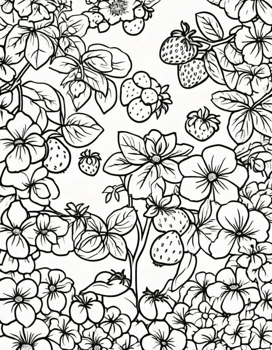 Colorful Strawberry Garden Scene for Kids
