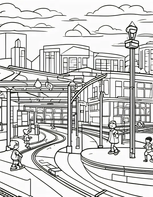 Color Tracks: Train Station Playground Scene