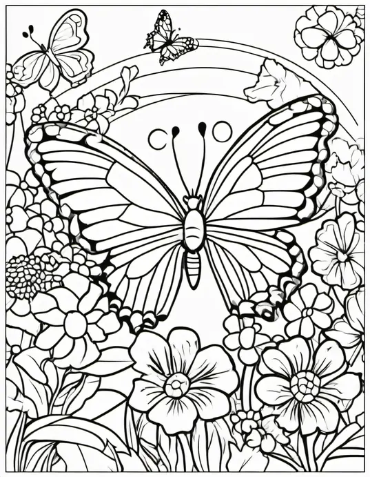Butterfly Garden Coloring Patterns for Kids